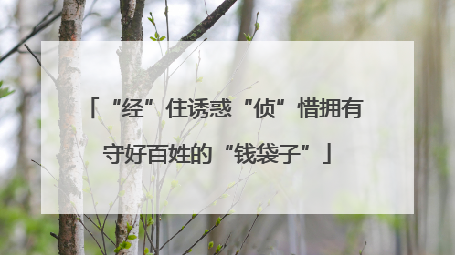 “经”住诱惑“侦”惜拥有 守好百姓的“钱袋子”