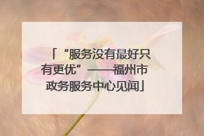 “服务没有最好只有更优”——福州市政务服务中心见闻