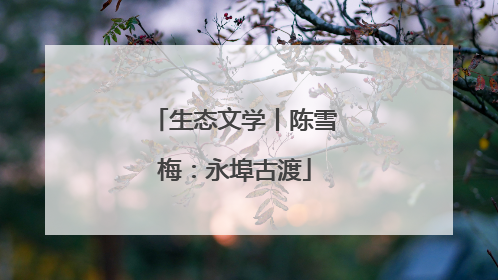 生态文学丨陈雪梅：永埠古渡