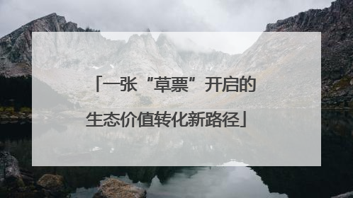 一张“草票”开启的生态价值转化新路径