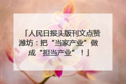 人民日报头版刊文点赞潍坊：把“当家产业”做成“担当产业”！