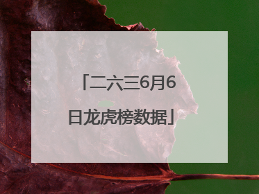 二六三6月6日龙虎榜数据
