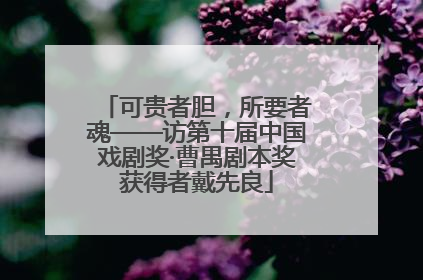 可贵者胆，所要者魂——访第十届中国戏剧奖·曹禺剧本奖获得者戴先良