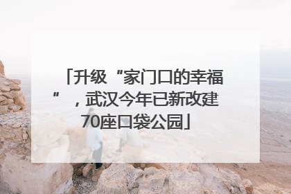 升级“家门口的幸福”，武汉今年已新改建70座口袋公园