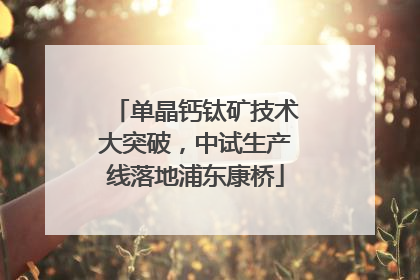 单晶钙钛矿技术大突破，中试生产线落地浦东康桥