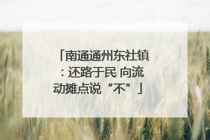 南通通州东社镇：还路于民 向流动摊点说“不”