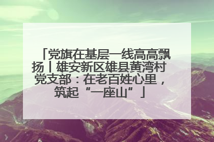 党旗在基层一线高高飘扬丨雄安新区雄县黄湾村党支部：在老百姓心里，筑起“一座山”