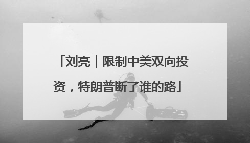 刘亮｜限制中美双向投资，特朗普断了谁的路