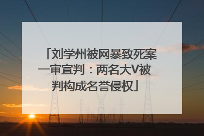 刘学州被网暴致死案一审宣判：两名大V被判构成名誉侵权