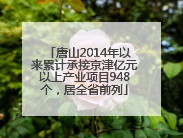 唐山2014年以来累计承接京津亿元以上产业项目948个，居全省前列