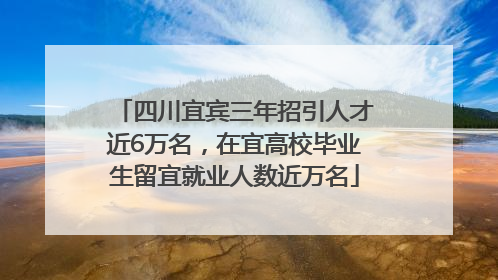 四川宜宾三年招引人才近6万名，在宜高校毕业生留宜就业人数近万名