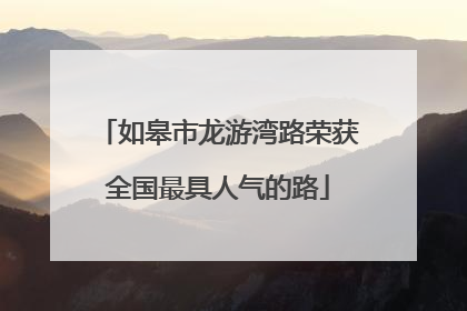 如皋市龙游湾路荣获全国最具人气的路