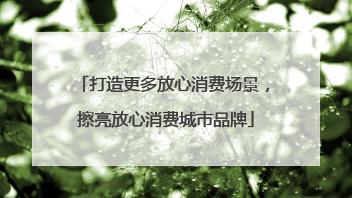 打造更多放心消费场景，擦亮放心消费城市品牌