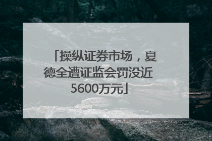 操纵证券市场，夏德全遭证监会罚没近5600万元
