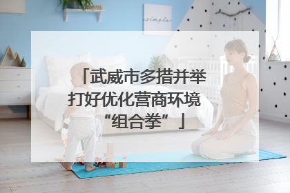 武威市多措并举打好优化营商环境“组合拳”