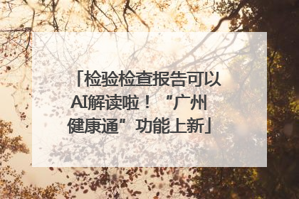 检验检查报告可以AI解读啦！“广州健康通”功能上新