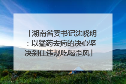 湖南省委书记沈晓明：以猛药去疴的决心坚决刹住违规吃喝歪风