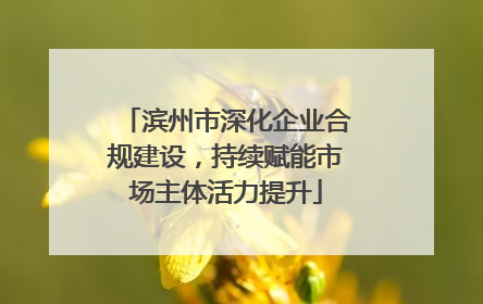 滨州市深化企业合规建设，持续赋能市场主体活力提升