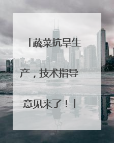 蔬菜抗旱生产，技术指导意见来了！
