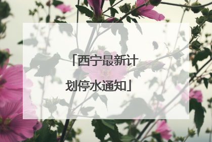 西宁最新计划停水通知