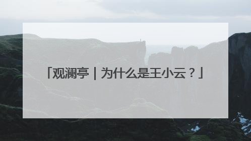 观澜亭｜为什么是王小云？