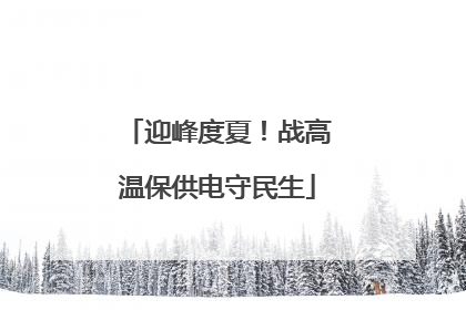 迎峰度夏！战高温保供电守民生