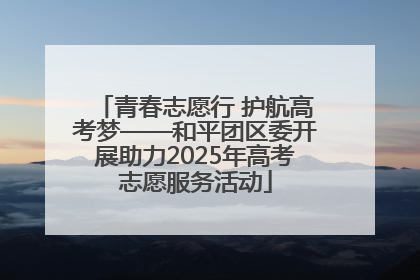 青春志愿行 护航高考梦——和平团区委开展助力2025年高考志愿服务活动