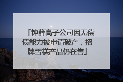 钟薛高子公司因无偿债能力被申请破产，招牌雪糕产品仍在售
