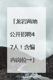龙岩两地公开招聘47人！含编内岗位→