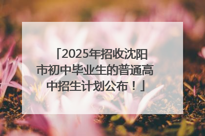 2025年招收沈阳市初中毕业生的普通高中招生计划公布！