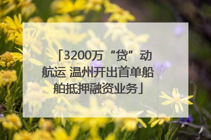 3200万“贷”动航运 温州开出首单船舶抵押融资业务