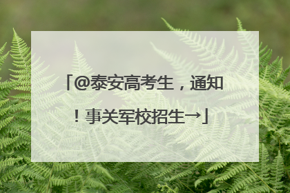 @泰安高考生，通知！事关军校招生→